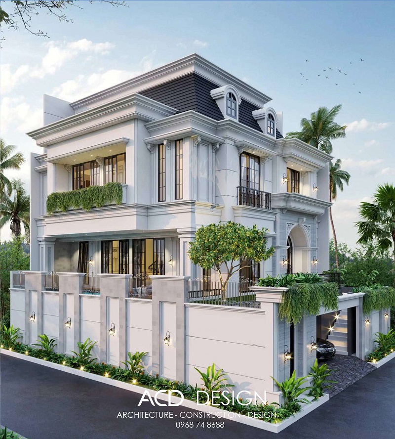Thiết kế biệt thự 3 tầng bán cổ điển 13x16m đẹp biệt thự 3 tầng bán cổ điển 13x16m