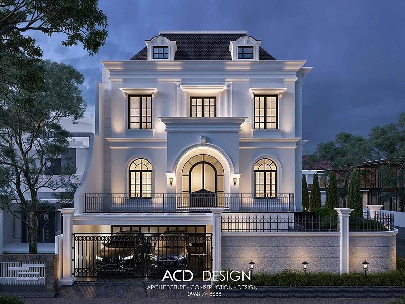 Thiết Kế biệt thự cổ điển 3 tầng 11x12m