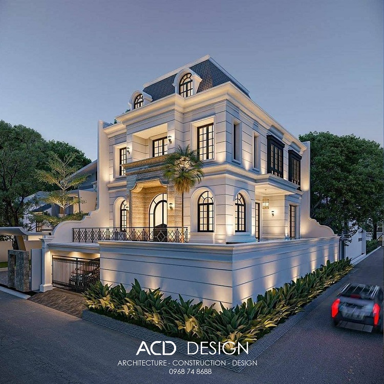 Thiết Kế biệt thự cổ điển 3 tầng 11x12m đẹp Thiết Kế biệt thự cổ điển 3 tầng 11x12m