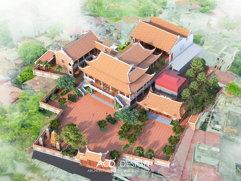 thiết kế chùa 2 tầng