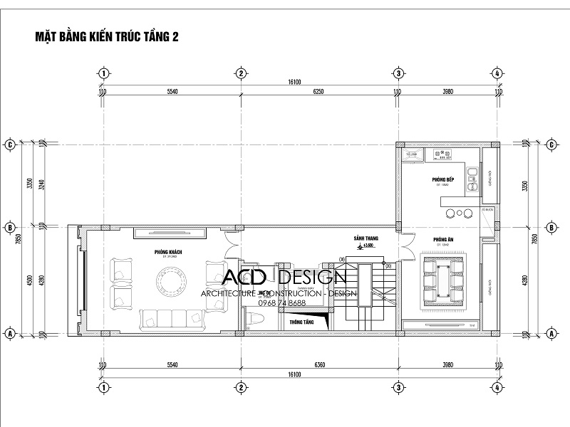 Bản vẽ mặt bằng của nhà phố 4x16m Thiết kế nhà phố 4x16m
