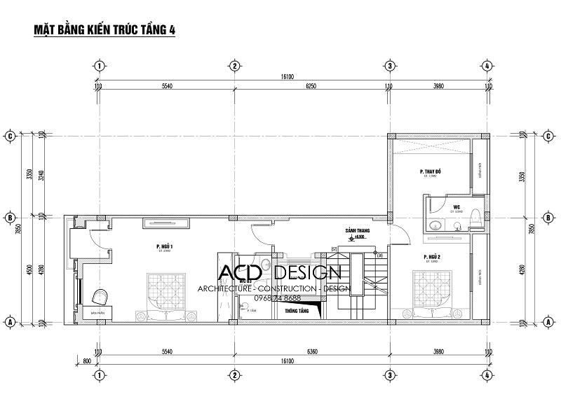 Bản vẽ mặt bằng của nhà phố 4x16m Thiết kế nhà phố 4x16m