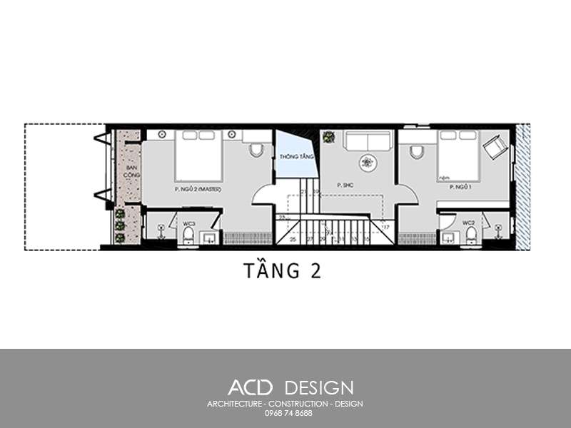 mặt bằng nhà phố 5m