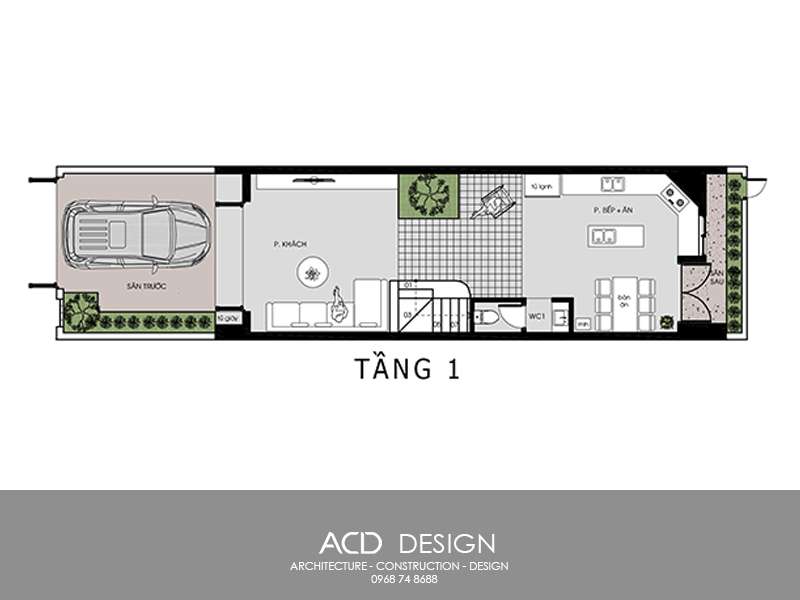 mặt bằng nhà phố 5m