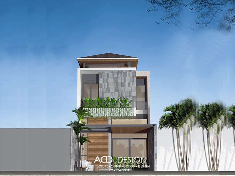 thiết kế nhà ống 2 tầng 4 phòng ngủ 1 phòng thờ