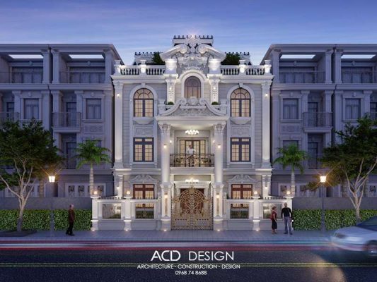 Căn nhà thật lung linh và tráng lệ về đêm mẫu nhà biệt thự phố 3 tầng