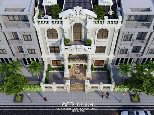 Tầng thượng được trồng thêm cây xanh cho căn nhà xanh hơn mẫu nhà biệt thự phố 3 tầng
