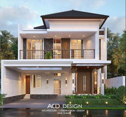 Không gian sáng sủa mẫu nhà phố 2 tầng mặt tiền 9m