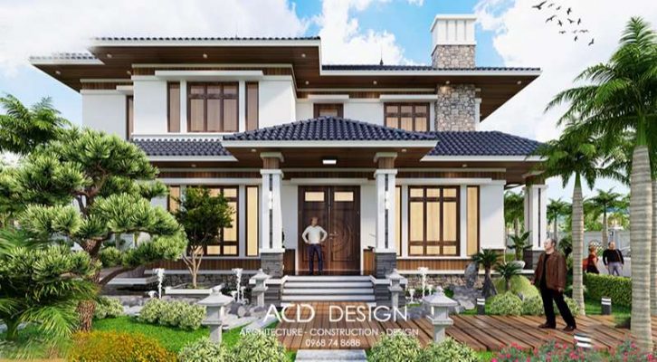 Không gian sống thoải mái biệt thự 2 tầng mái nhật đẹp