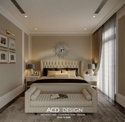 Phòng ngủ của bố mẹ hiện đại và độc đáo biệt thự vườn 2 tầng hiện đại