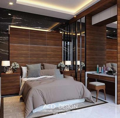 Phòng ngủ Master hiện đại và phòng khoáng nhà phố mặt tiền 8m 2 tầng