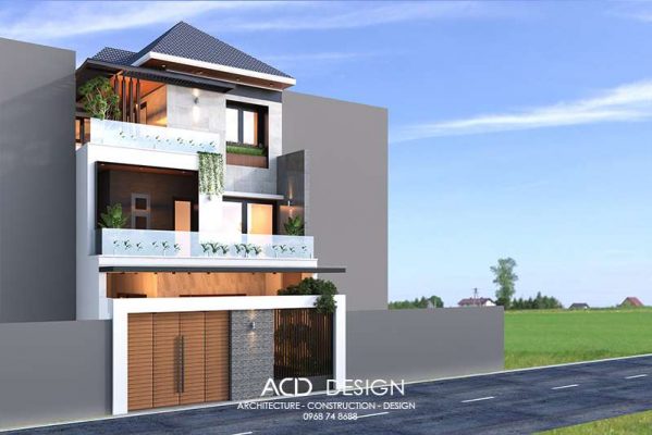 Căn nhà nằm ngay trên mặt đường phố lớn thiết kế nhà lô phố mặt tiền 7m