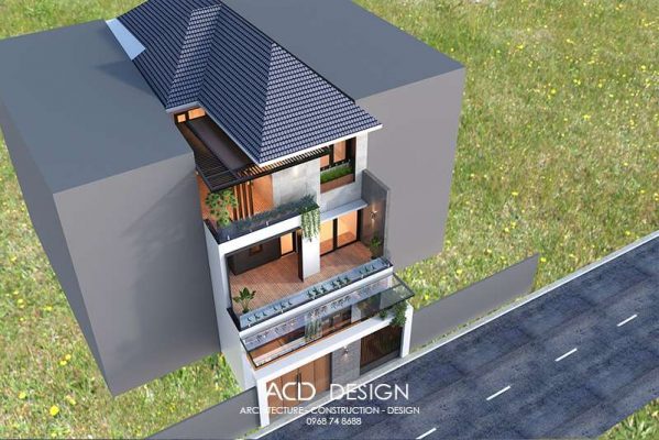 Góc nhìn từ trên xuống của ngôi nhà thiết kế nhà lô phố mặt tiền 7m