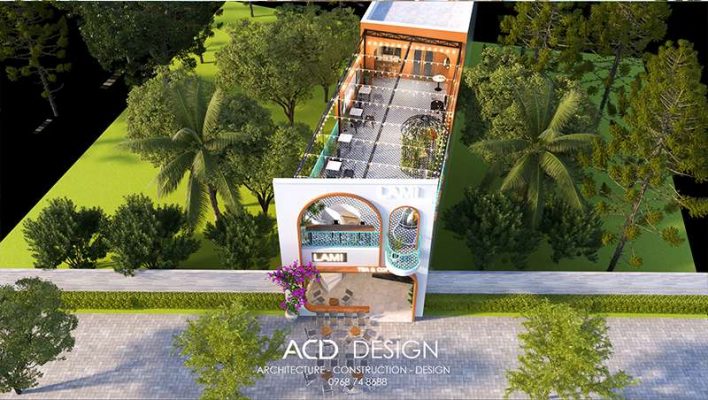 Quán được thiết kế theo phong cách nhã nhặn thiết kế quán cafe mặt tiền 6m 2 tầng